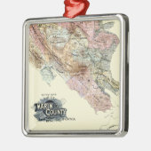 ヴィンテージ1890マリン郡の地図 メタルオーナメント (左)
