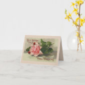 ヴィンテージ1890年バラ誕生日グリーティングカード カード (黄色い花)