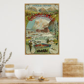 ヴィンテージ1890sスイスアルプス冬のスポーツホテルad ポスター (キッチン)
