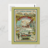 ヴィンテージ1890sスイスアルプス冬のスポーツホテルad ポストカード (正面/裏面)