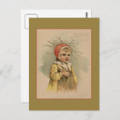 ヴィンテージ1891年11月の美しい子供のスケッチ ポストカード (正面/裏面)