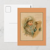 ヴィンテージ1891年12月の美しい子供のスケッチ ポストカード (正面/裏面)