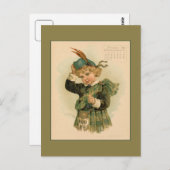 ヴィンテージ1891年3月の美しい子供のスケッチ ポストカード (正面/裏面)