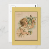 ヴィンテージ1891年6月の美しい子供のスケッチ ポストカード (正面/裏面)