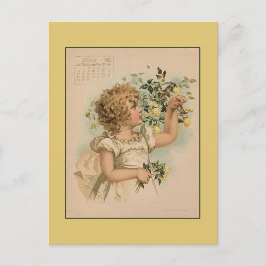 ヴィンテージ1891年6月の美しい子供のスケッチ ポストカード (正面)