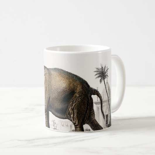 ヴィンテージ1892アジアゾウイラストレーション コーヒーマグカップ (正面右)
