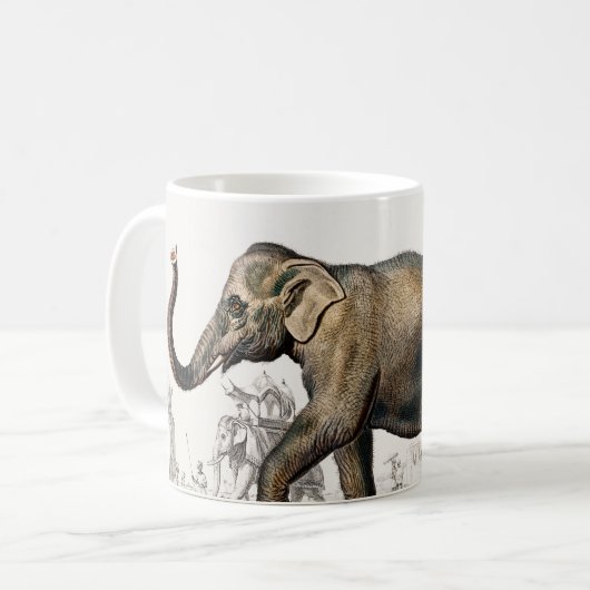 ヴィンテージ1892アジアゾウイラストレーション コーヒーマグカップ (正面左)