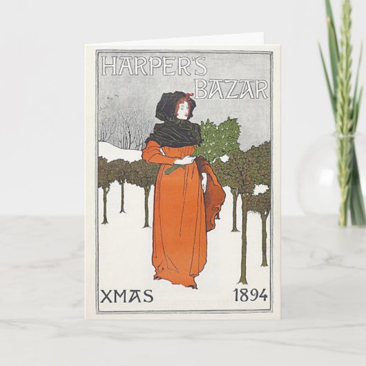 ヴィンテージ1894 Harpers Magazineクリスマスカード シーズンカード (正面)