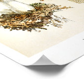 ヴィンテージ1895マッシュルームブラウンホワイトアートプリント ポスター (角)