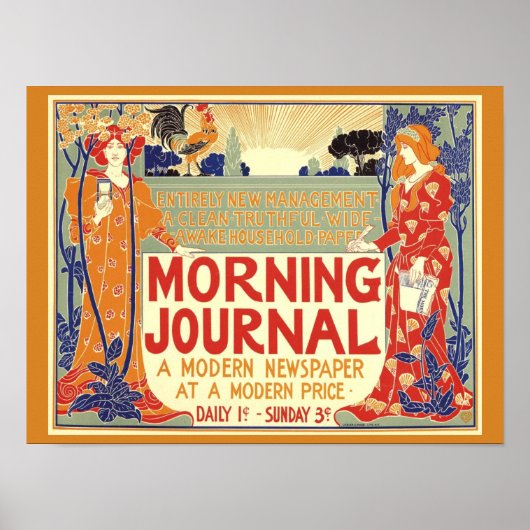 ヴィンテージ1895 MORNING JOURNAL新聞表紙 ポスター (正面)