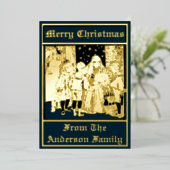 ヴィンテージ1896クリスマス出生と子供 箔シーズンカード (立ち正面)