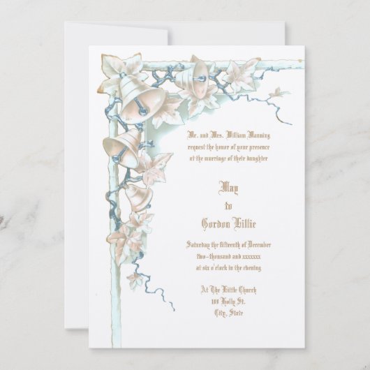 ヴィンテージ1896ビクトリアン年のつる植物&結婚ズベル 招待状 (正面)