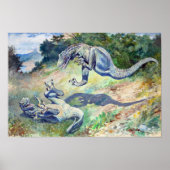 ヴィンテージ1897チャールズナイトによる恐竜の戦い ポスター (正面)