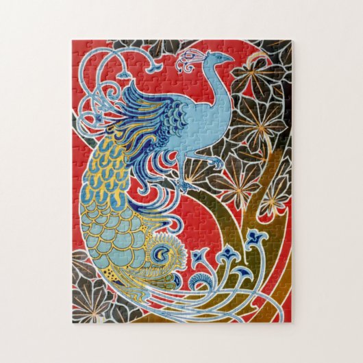 ヴィンテージ1898アールヌーボーピーコックバイジスバート・コンバズ ジグソーパズル (縦)