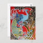 ヴィンテージ1898アールヌーボーピーコックバイジスバート・コンバズ ポストカード (正面/裏面)