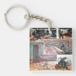 「ヴィンテージ1899 Lumbering-Harper's Cover」 キーホルダー