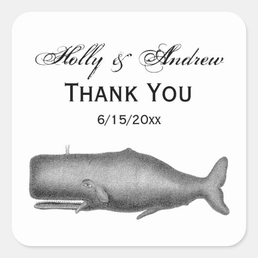 ヴィンテージ19センチュリークジラスケッチ スクエアシール (正面)