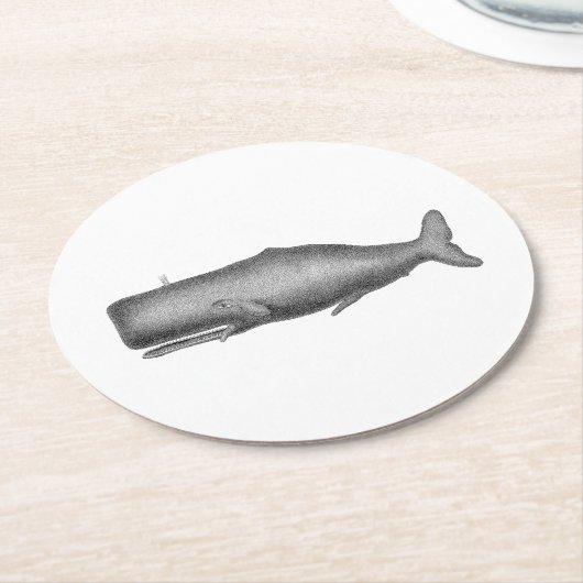 ヴィンテージ19センチュリークジラスケッチ ラウンドペーパーコースター (アングル)