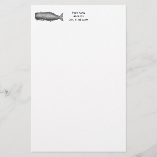 ヴィンテージ19センチュリークジラスケッチ 便箋 (正面)