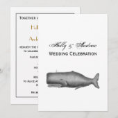 ヴィンテージ19センチュリークジラスケッチ 招待状 (正面/裏面)