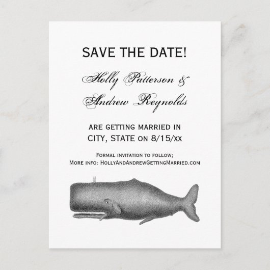 ヴィンテージ19センチュリークジラスケッチ 案内ポストカード (正面)