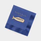 ヴィンテージ19センチュリークジラスケッチ 箔ナプキン (左)