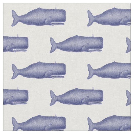 ヴィンテージ19世紀のクジラのドローイング N ファブリック (クローズアップ)