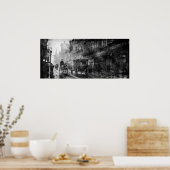 ヴィンテージ19世紀の都市通りB&W写真 ポスター (キッチン)