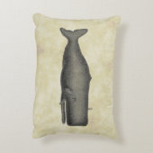 ヴィンテージ19世紀クジラスケッチN茶の染色 アクセントクッション (裏面(縦))