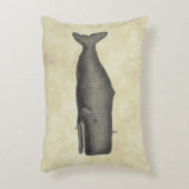 ヴィンテージ19世紀クジラスケッチN茶の染色 アクセントクッション (正面(垂直))