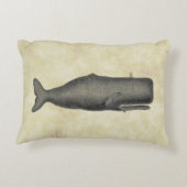 ヴィンテージ19世紀クジラスケッチN茶の染色 アクセントクッション (裏面)