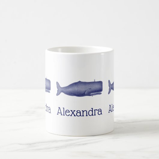 ヴィンテージ19世紀スタイルクジラ#1 Nブルー コーヒーマグカップ (中央)