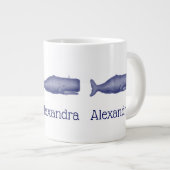 ヴィンテージ19世紀スタイルクジラ#1 Nブルー ジャンボコーヒーマグカップ (正面右)