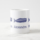 ヴィンテージ19世紀スタイルクジラ#1 Nブルー ジャンボコーヒーマグカップ (正面)