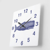 ヴィンテージ19世紀スタイルクジラ#1 Nブルー スクエア壁時計 (傾斜)