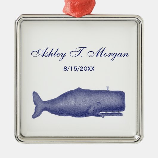 ヴィンテージ19世紀スタイルクジラ#1 Nブルー メタルオーナメント (正面)