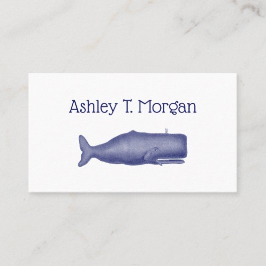 ヴィンテージ19世紀スタイルクジラ#1 Nブルー 名刺 (正面)