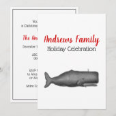 ヴィンテージ19世紀型鯨#1 N 招待状 (正面/裏面)