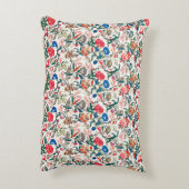 ヴィンテージ19世紀花柄ブルーグリーンレッド アクセントクッション (裏面(縦))