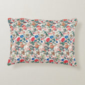 ヴィンテージ19世紀花柄ブルーグリーンレッド アクセントクッション (裏面)