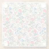 ヴィンテージ19世紀花柄ブルーグリーンレッド ガラスコースター (裏面)