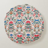 ヴィンテージ19世紀花柄ブルーグリーンレッド ラウンドクッション (裏面)