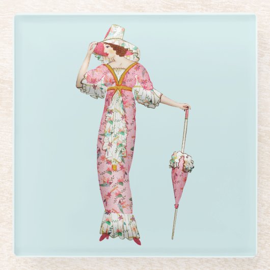 ヴィンテージ1900の女性 ガラスコースター (正面)