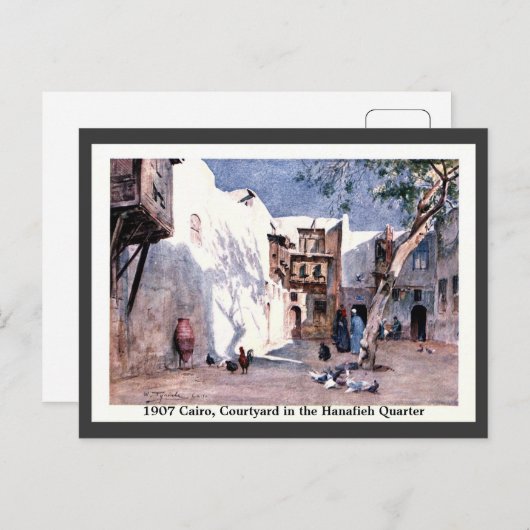 ヴィンテージ1900エジプトカイロコートヤードハナフィエ ポストカード (正面/裏面)