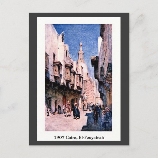 ヴィンテージ1900カイロエジプトエルフーヤテア通り ポストカード (正面)