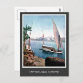 ヴィンテージ1900カイロエジプトオンザナイル川 ポストカード (正面/裏面)