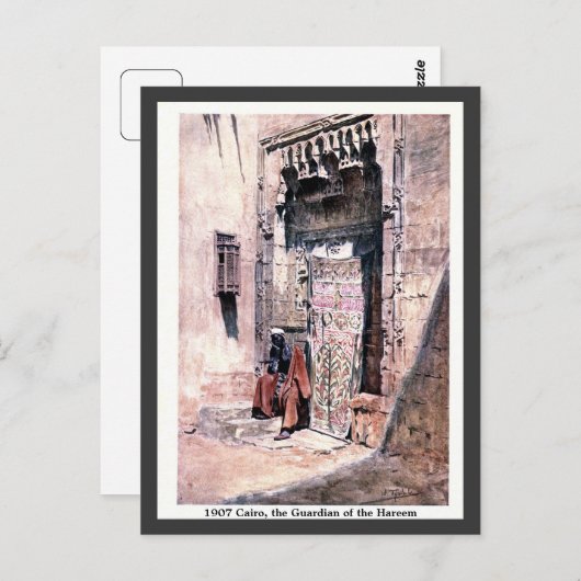 ヴィンテージ1900カイロエジプトハーレムの守護者 ポストカード (正面/裏面)