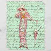 ヴィンテージ1900年の女性傘の古い脚本書 (正面/裏面)