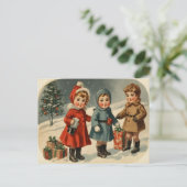 ヴィンテージ1900年代かわいい子どものクリスマス シーズンポストカード (スタンド正面)