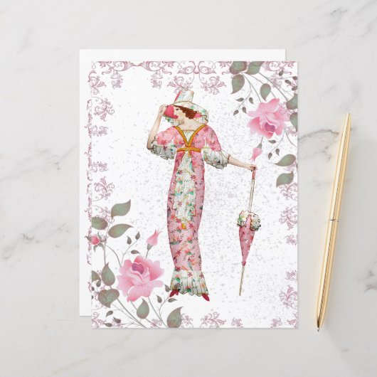 ヴィンテージ1900年代のバラ枠 (正面/裏面インサイチュ)